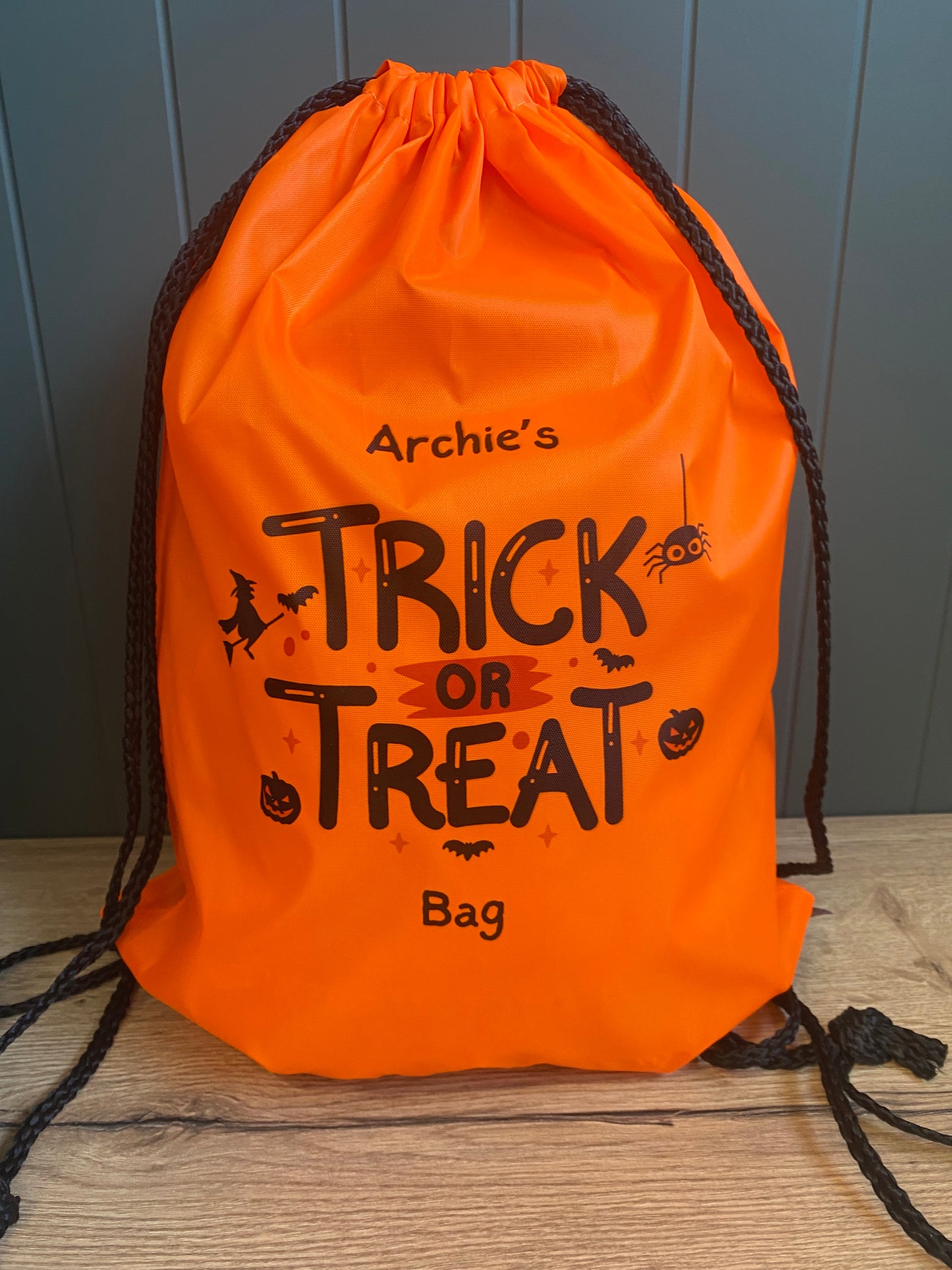 Halloween personalised trick or treat bag