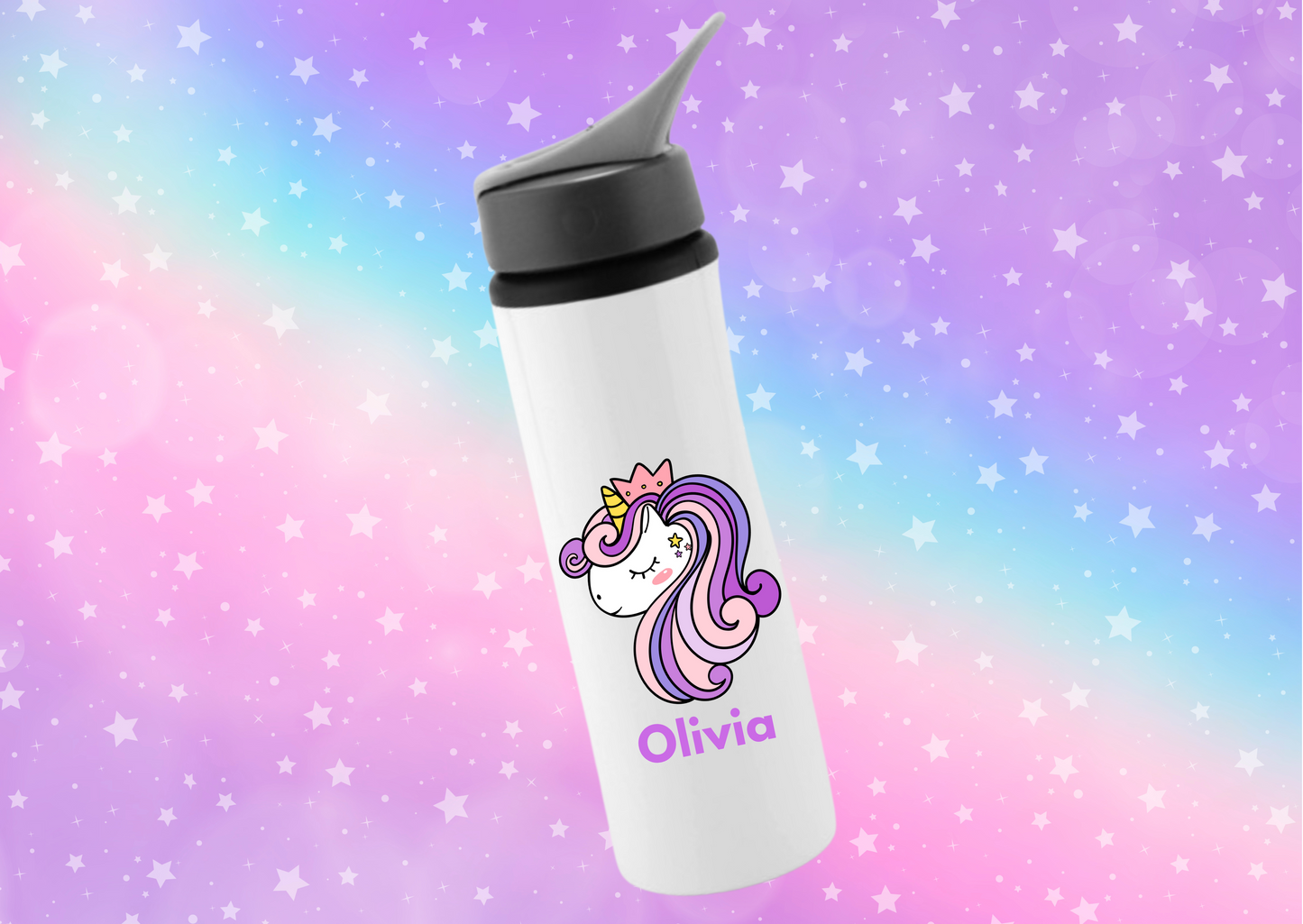 Personalised water bottle- Beautiful mermaid, unicorn & pony designs