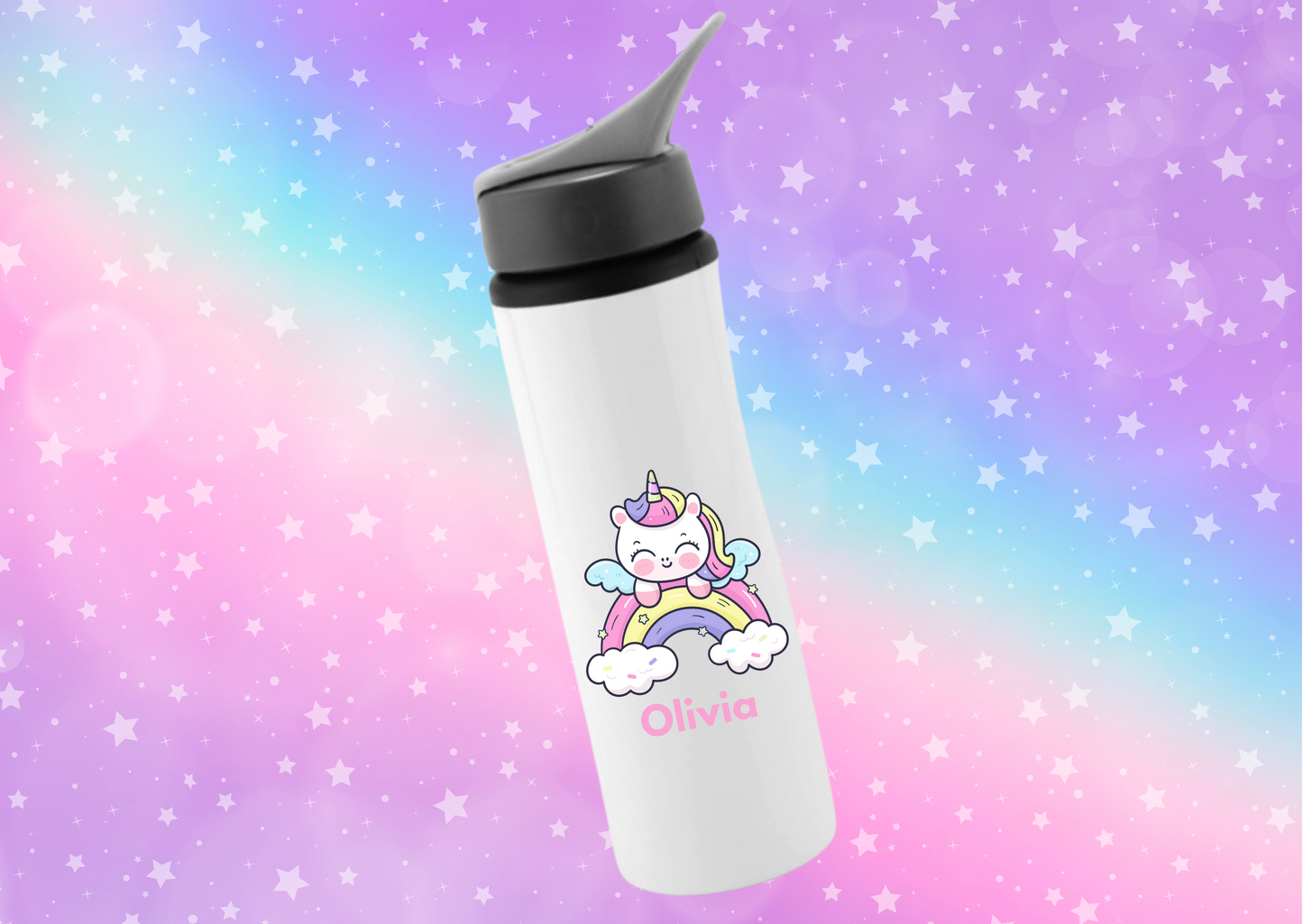 Personalised water bottle- Beautiful mermaid, unicorn & pony designs