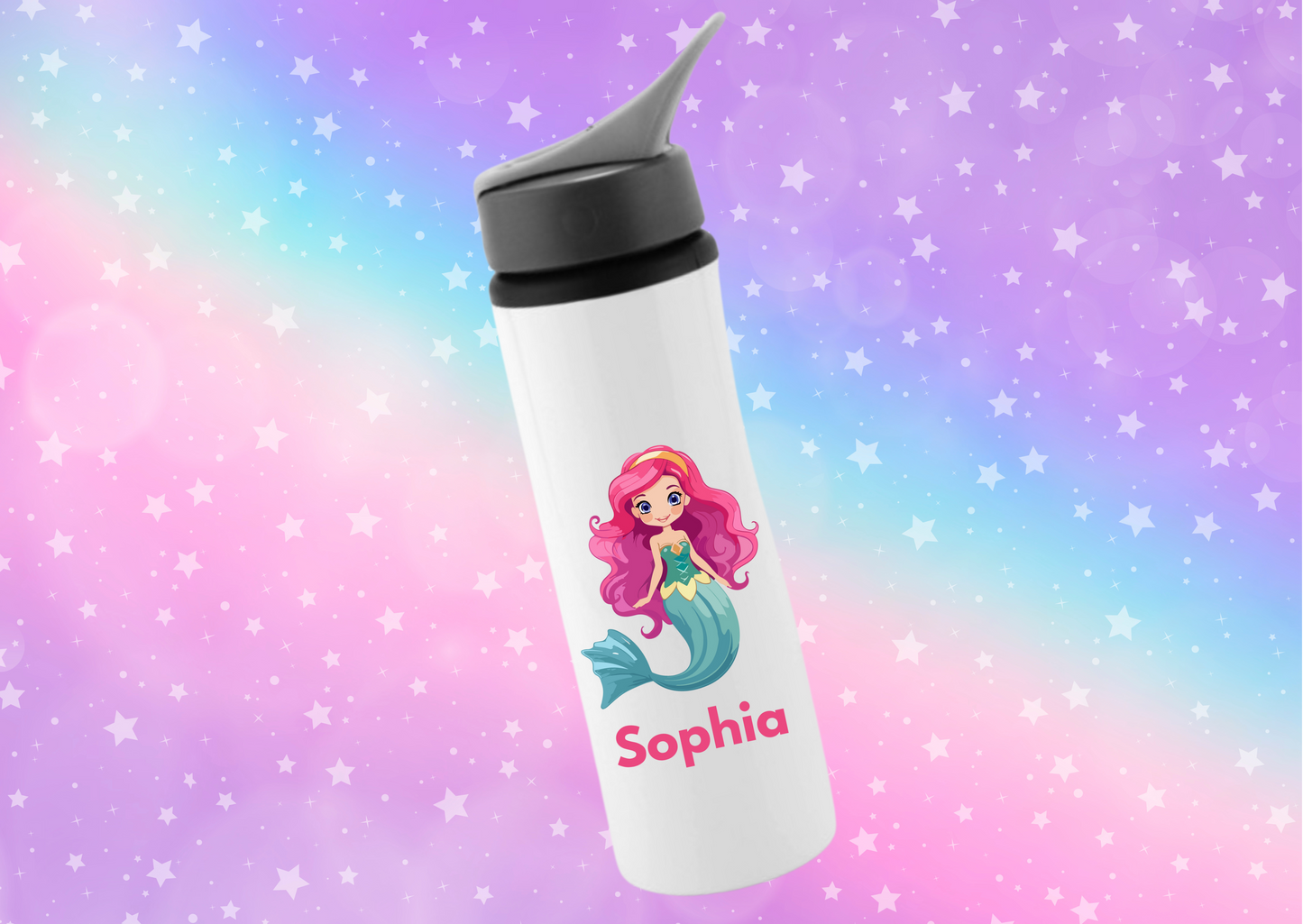 Personalised water bottle- Beautiful mermaid, unicorn & pony designs